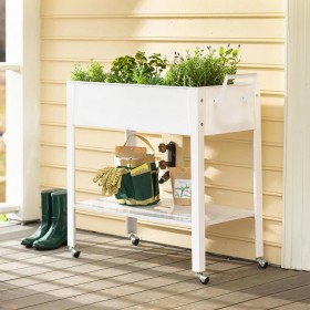  Jardineras y soportes para plantas para exteriores | Mesa de cultivo metálica con asa Plow & Hearth