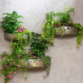  Jardineras y soportes para plantas para exteriores | Juego de 3 jardineras metálicas Plow & Hearth