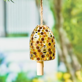  Campanas de viento y móviles para exteriores | Campana de mosaico Plow & Hearth, diseño de abeja