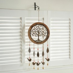  Campanas de viento y móviles para exteriores | Campana de jardín con forma de árbol de la vida de madera y metal de Plow & Hearth
