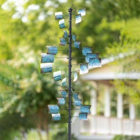  Molinillos de viento para exteriores | Molinillo de viento grande de metal Plow & Hearth con aspas azules y cobre