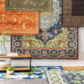  Alfombras y felpudos | Alfombra Plow & Hearth Veranda Scroll para interior y exterior, 14,5 cm x 19,8 cm