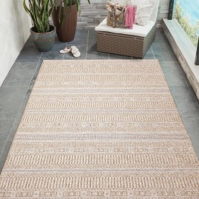  Alfombras y felpudos | Alfombra a rayas Beachcomber para interiores y exteriores de Plow & Hearth, 16,7 x 24,3 cm