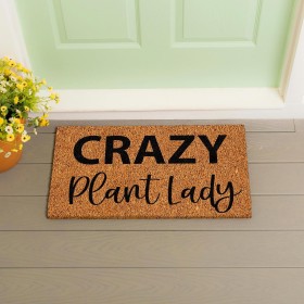  Alfombras y felpudos | Felpudo de fibra de coco Crazy Plant Lady de Plow & Hearth