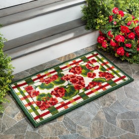  Alfombras y felpudos para interior y exterior | Alfombra decorativa de polipropileno con ganchos y diseño a cuadros de geranio para interior y exterior de Plow & Hearth