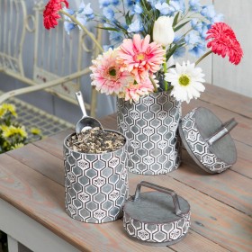  Kuchyňské a zábavní dózy a úložné prostory | Úložné nádoby s reliéfním vzorem voštiny od pluhu a krbu, sada 2 kusů