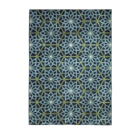  Koberce a rohožky | Koberec s potiskem kaleidoskopu Plow & Hearth, modrý, do interiéru/venkovního prostředí, pratelný v pračce, 5 x 7