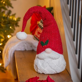  Dekorative detaljer til indendørs brug | Plov- og ildstedsnisse i stof med rød hat-borddekoration