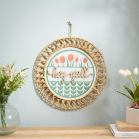  Vægkunst til indendørs brug | Plow & Hearth "Hey Yall" Rund vægdekoration, 45 cm