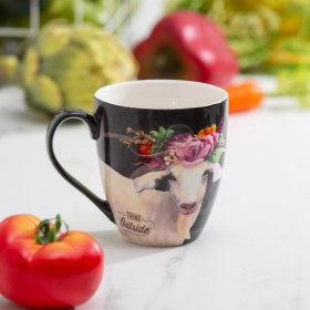  Køkken- og underholdningskaffe- og tekopper | Plow & Hearth keramisk kop O! Java, 473 ml, blomsterged