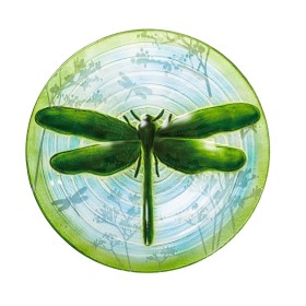  Fuglebade til udendørs brug | Plow & Hearth 18" håndmalet og præget fuglebad i glas, flagrende guldsmededam