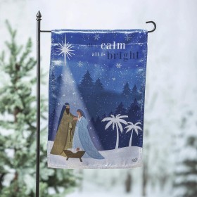  Haveflag til udendørs brug | Plow & Hearth All Is Calm haveflag med julemotiv og lysende glød