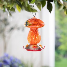  Udendørsliv Kolibrifoderautomater | Plow & Hearth Kunstglas Hængende Svamp, Orange