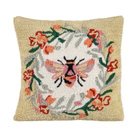  Udendørsliv Udendørs pyntepuder | Plow & Hearth Indendørs/Udendørs Hooked Pude 18"X18" Bee