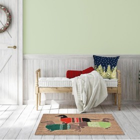 Rugs & Doormats Indoor/Outdoor Rugs | Plow & Hearth Indoor/Outdoor Hand-Hooked Holiday Sweater Dogs Accent Rug, 24" X 36"