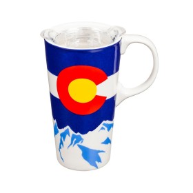  Keittiö- ja viihdematkamukit | Plow & Hearth -keraaminen matkamuki, 17 oz., tritaanikannella, Coloradon osavaltio
