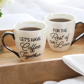  Keittiö ja viihde Kahvi- ja teekupit | Plow & Hearth -kuppi O' Java-lahjasetti, 17 Oz, juodaan kahvia yhdessä loppuelämämme ajan