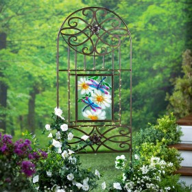  Ulkotilojen katokset ja säleiköt | Plow & Hearth Four Seasons -metallisäleikkö, jossa neljä maalattua lasia ja aurinkoenergialla toimivat valosarjat