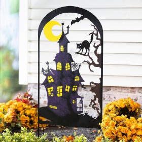  Ulkotilojen puutarhavaarnat | Aura- ja tulisijametalliset halloween-säleiköt noita- ja kummitustaloaiheisissa malleissa