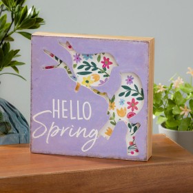  Dekorative Akzente für den Innenbereich | Plow & Hearth Bird Hello Spring Holz-Tischschild, 20,3 cm