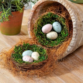  Künstliche Blumen und Pflanzen für den Innenbereich | Plow & Hearth Künstliche Oster-Vogelnester-Tischdekoration in Geschenkbox, 4er-Set