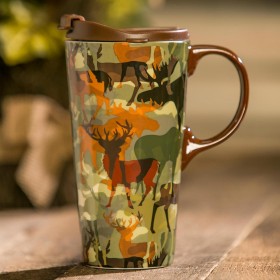  Reisebecher für Küche und Unterhaltung | Plow & Hearth Reisebecher aus Keramik, 17 oz, mit Box, Woodland Camouflage