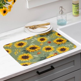  Küche & Unterhaltung Küchenwäsche | Plow & Hearth Grateful Gatherings Abtropfmatte aus Stoff mit Sonnenblumenmotiv, 50,8 x 38,1 cm