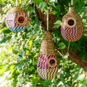  Vogelhäuser für draußen | Plow & Hearth Vogelhäuser aus natürlichem gewebtem Seegras, 3er-Set