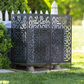  Gartenzäune und -kanten für den Außenbereich | Plow & Hearth Lasergeschnittene geometrische Metallpfähle für Landschafts-Sichtschutzpaneele