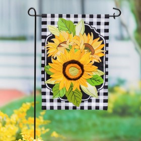  Gartenflaggen für den Außenbereich | Plow & Hearth Sonnenblumen und Karos Leinen-Gartenflagge