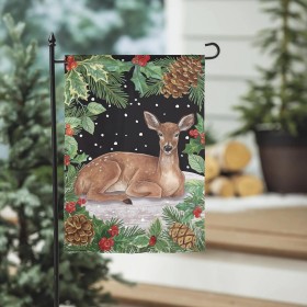  Gartenflaggen für den Außenbereich | Plow & Hearth Woodland Peace On Earth Hirsch Wildleder-Gartenflagge