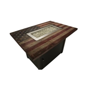  Εξωτερικές εστίες φωτιάς | Plow & Hearth Americana Προπάνιο-Αέριο με επιφάνεια από ψεύτικο ξύλο και γυάλινες πέτρες