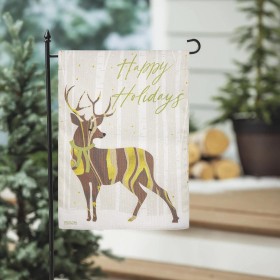  Σημαίες Κήπου για Εξωτερικούς Χώρους | Plow & Hearth Happy Holidays Σημαία Κήπου με Λινάτσα από Ελάφια