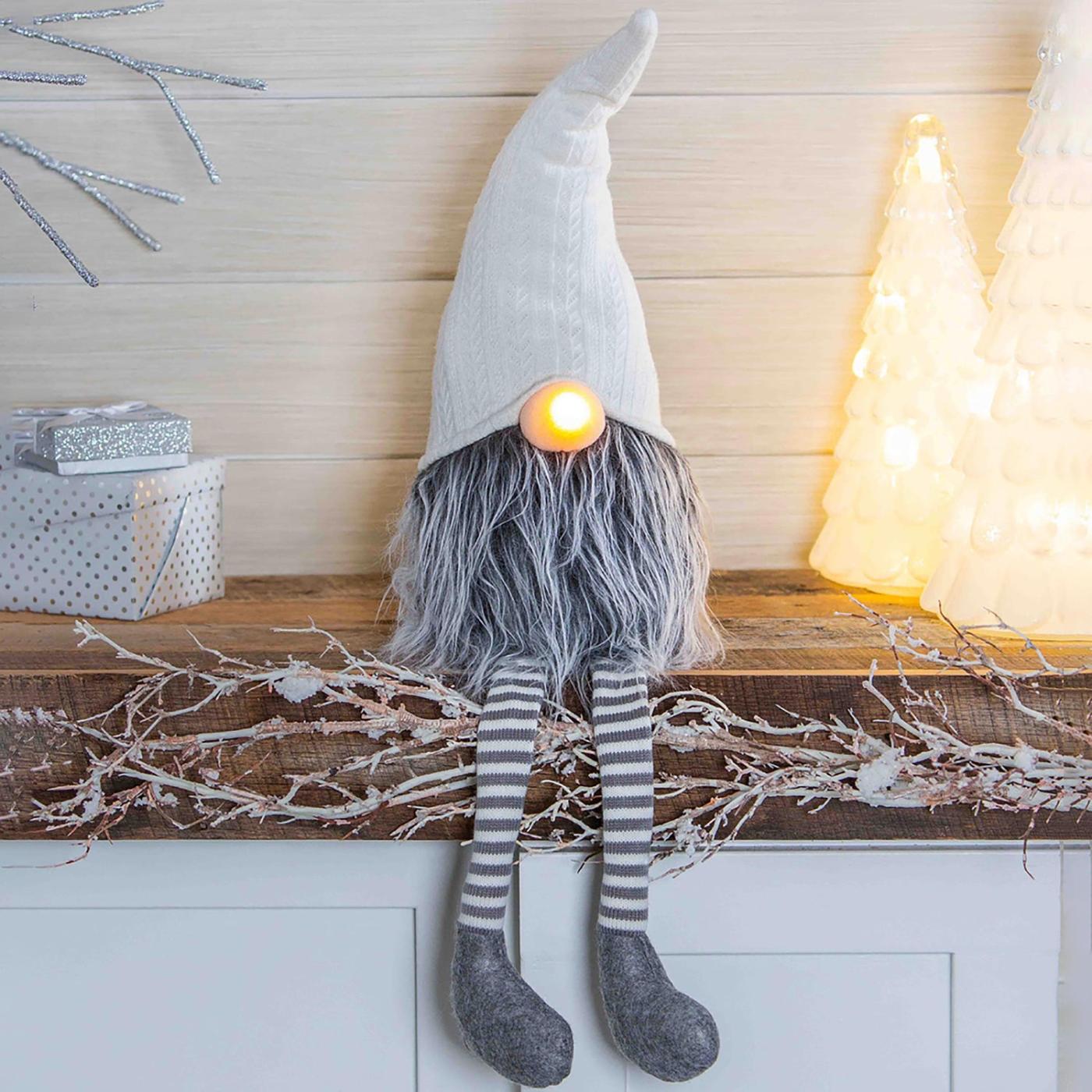  Dekorativní doplňky do interiéru | Vánoční trpaslík s visícími nohami a osvětleným pluhem a krbem